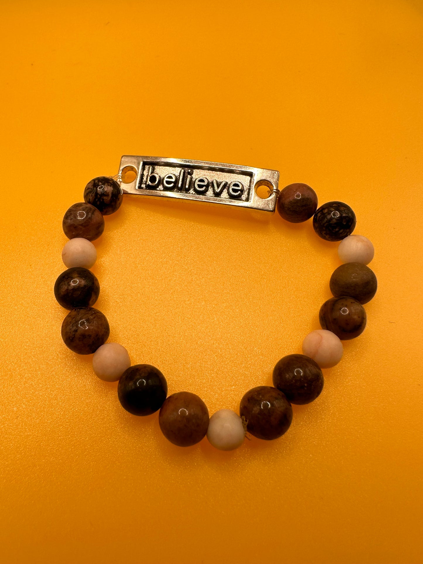 Stretch Bracelet with 8mm Picasso Jasper natural semi precious stones