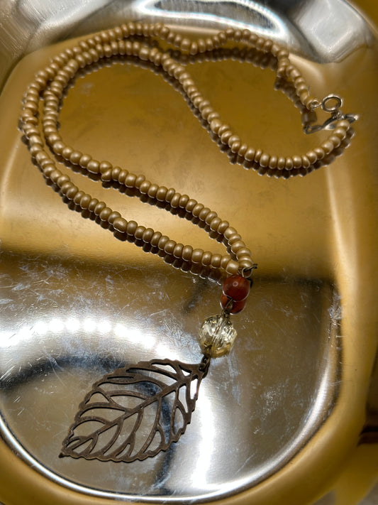 Bronze tone Leaf Necklace